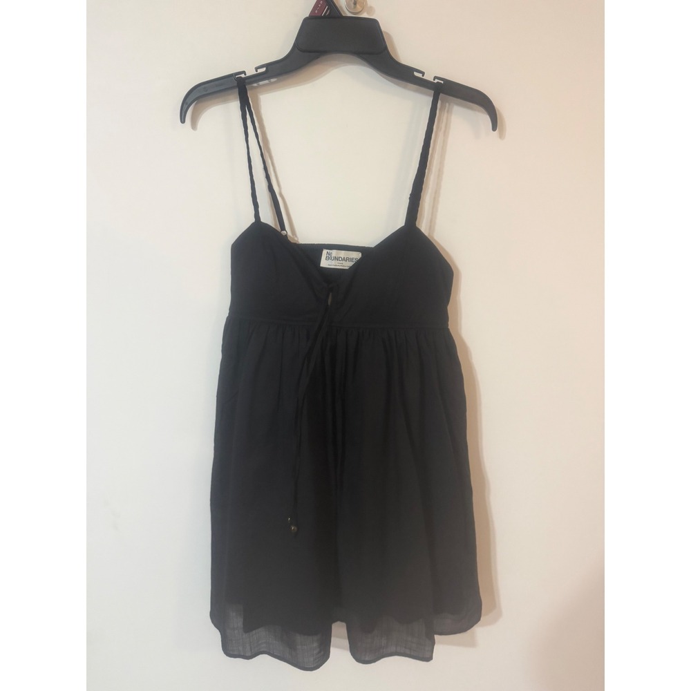 No Boundaries Black Cami A-Line Mini Dress Small 4-6 NWT Smocked Back Tie Front